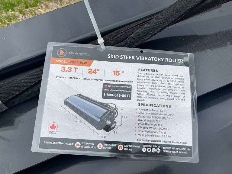 2025 Wolverine VR-11-66W Skid Steer Vibratory Roller