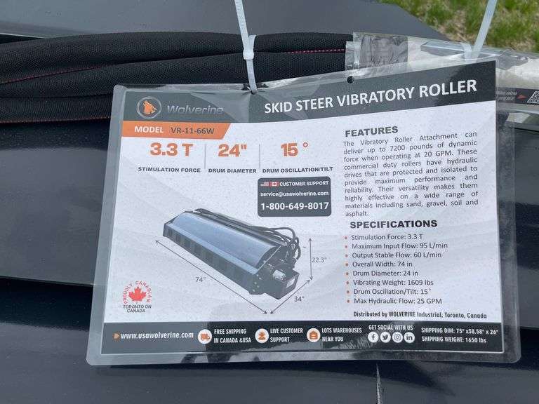 2025 Wolverine VR-11-66W Skid Steer Vibratory Roller