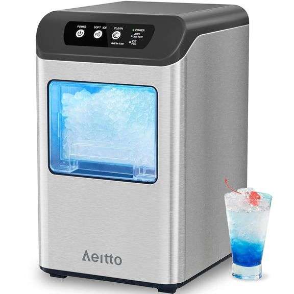 Aeitto Nugget Ice Maker, 55 lbs/day, Black