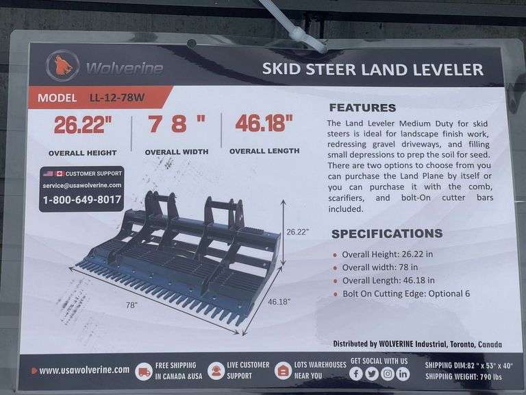 2025 Wolverine LL-12-78W Skid Steer Land Leveler