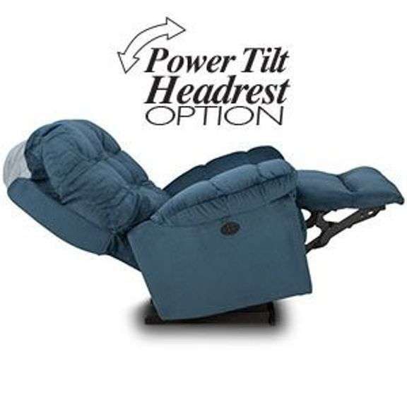 Best Brosmer Overstuffed Pillow Biscuit Back Recliner with Padded Chaise Lounge-Navy