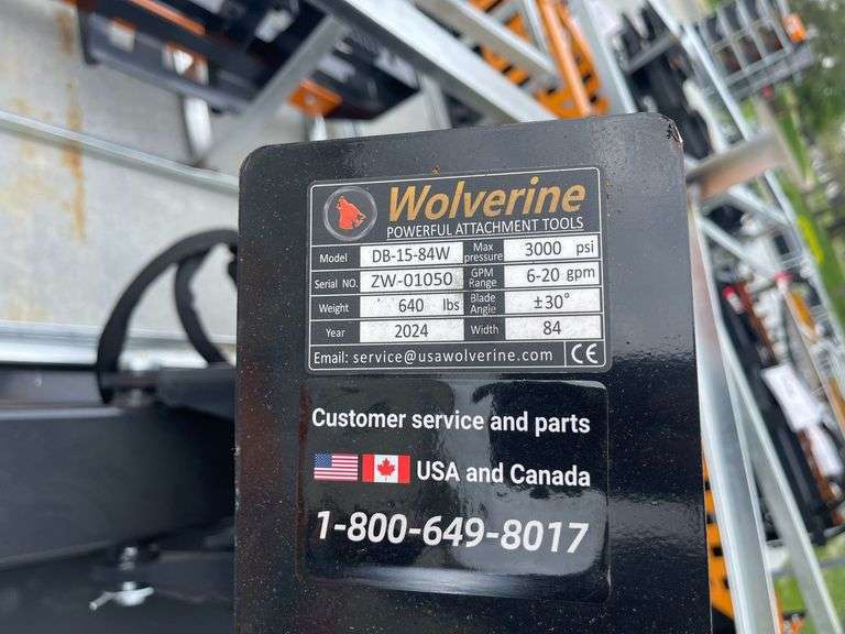 2024 Wolverine DB-15-84W 84" Hydraulic Skid Steer Dozer Blade