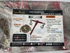 Pallet of Land Honor (8) 5400lb Ratchet Binders and (16) 5/16"x20' G70 Chains