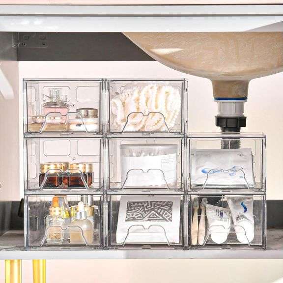 6 Pack Stackable Storage Drawers, Acrylic