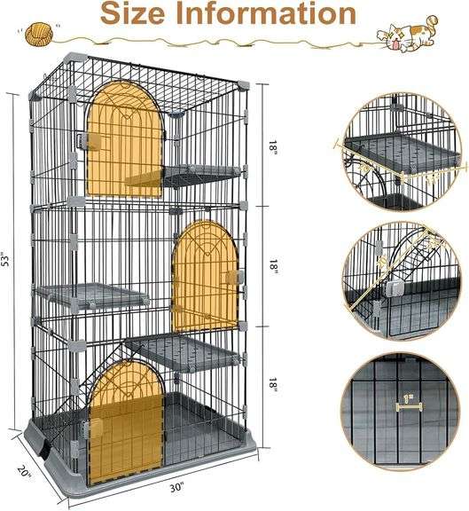 30" L x 20" W x 53" H Cat Cage Enclosure.