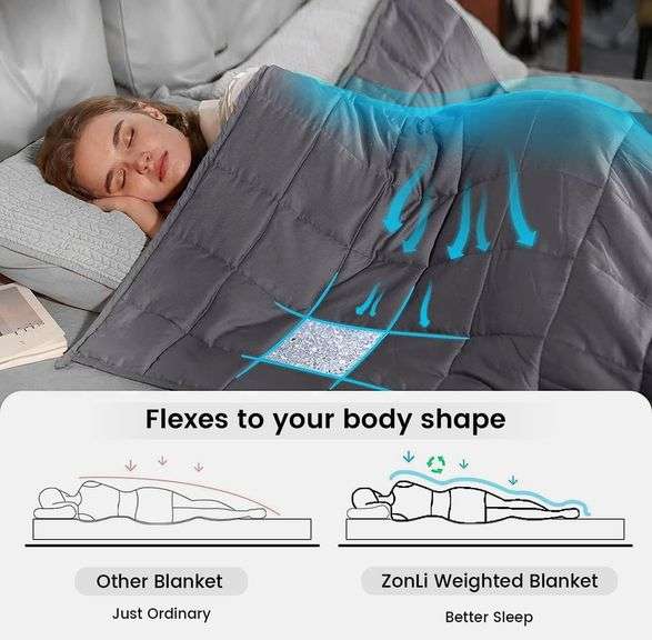 ZonLi Weighted Blanket (60"x80", 20lbs, Grey)