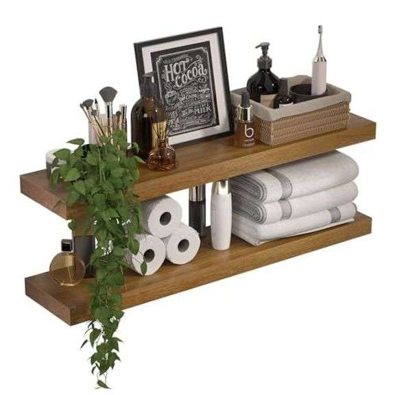 36in Floating Shelves, 2Pack, Natural Wood, Walnut
