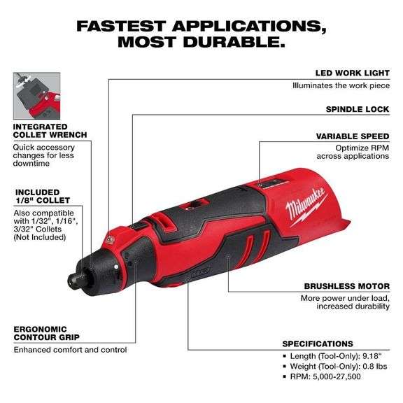 M12 12V Cordless Brushless Rotary Tool Kit