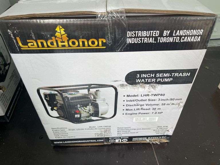 2025 Land Honor LHR-TWP80 7HP Gas 3" Semi-Trash Water Pump