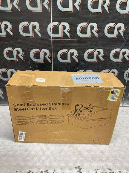 XL Stainless Steel Cat Litter Box with Scoop