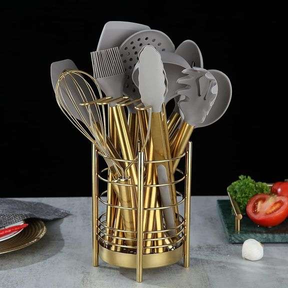 Gold Utensils Set, Berglander 38 Pcs Silicone