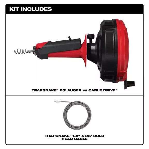 Milwaukee Trap Snake Auger Drain Cleaning Kit