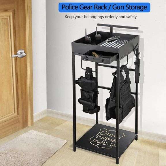 Police Gear Stand, Tactical Duty Rack, Black