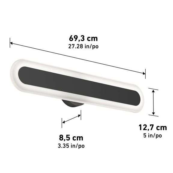 Artika Pista 27 in. Matte Black LED Vanity Light