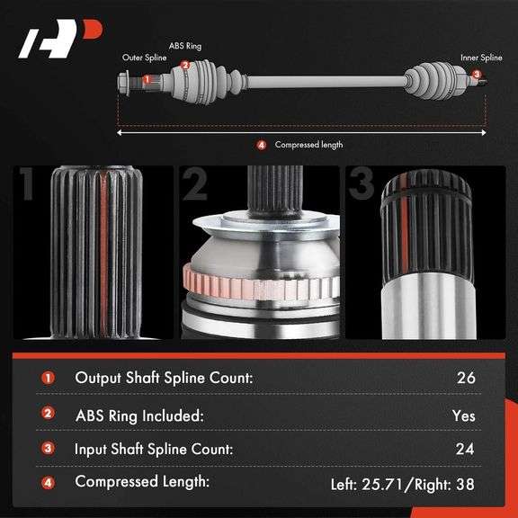 A-Premium Pair (2) Front CV Axle Shaft Assembly