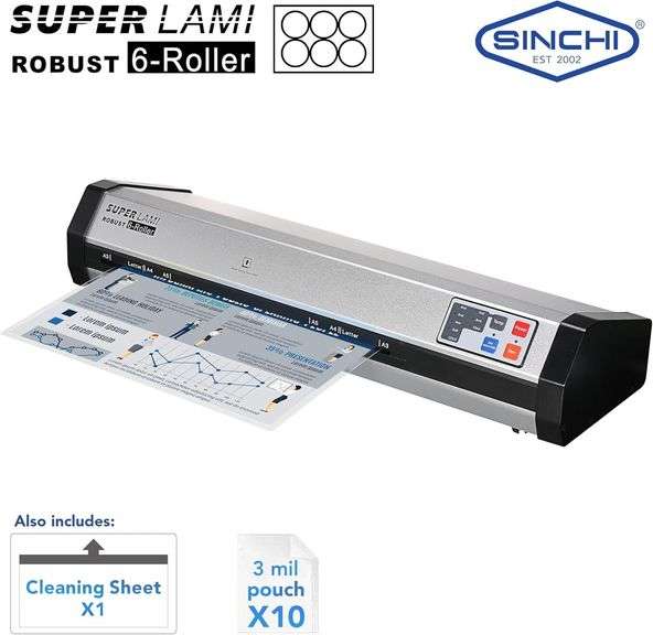 SINCHI 6-Roller Laminator, 3-10 mil, 13-inch