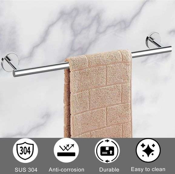 Cilee 8 Pc Chrome Bathroom Set, 24in Towel Bar