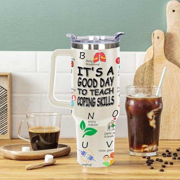 School Counselor Mug: 40 Oz with Straw & Handle
