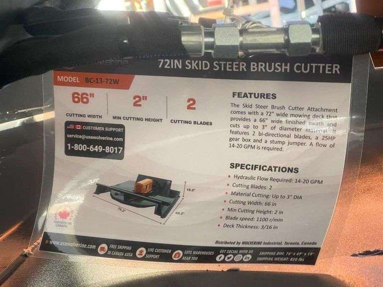 2025 Wolverine BC-13-72W Skid Steer Brush Cutter