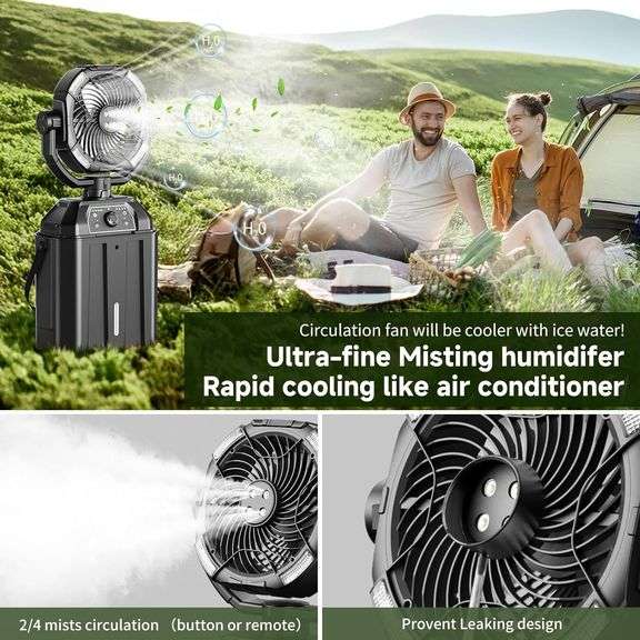 XAP 9-inch Portable Misting Fan, USB Battery