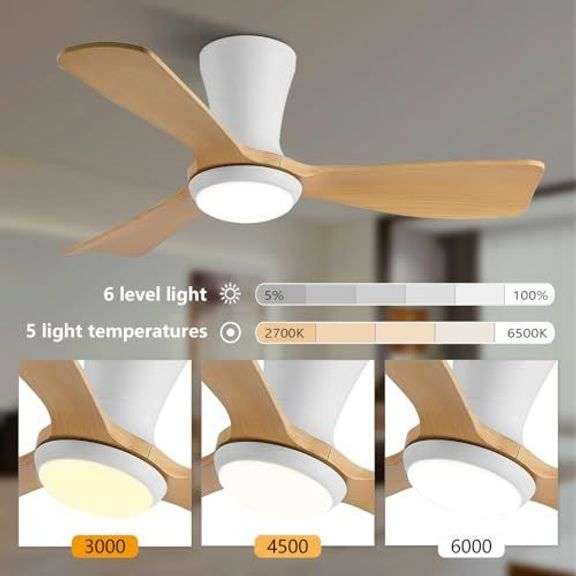 36in Ceiling Fan w/ Lights Remote Black/Wood