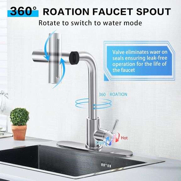 Faucets 4 Modes Pull Down Sprayer, Brushed Nickel