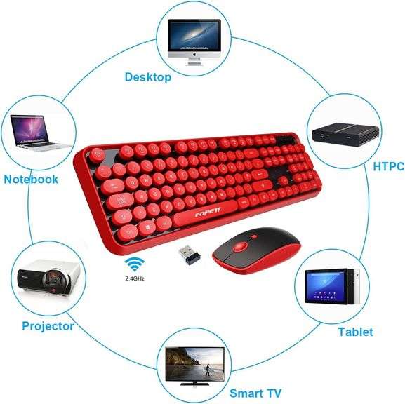 Wireless Keyboard and Mouse Combo, 104 Keys