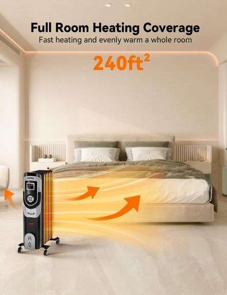 Oil Filled Radiator Heater with Remote, 3 Modes