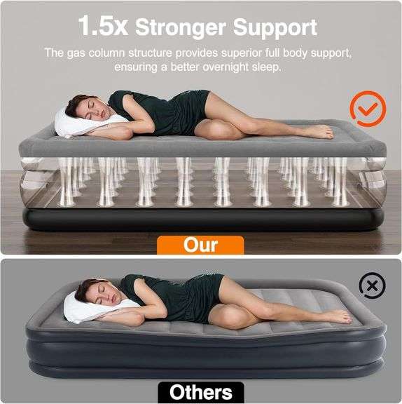 Queen Air Mattress with Built-in Pump, 18"