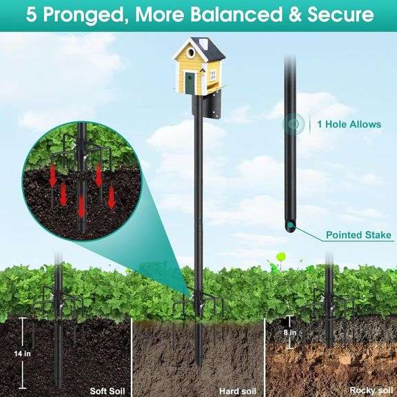 Bird House Pole, 74 Inch Heavy Duty Feeder Kit