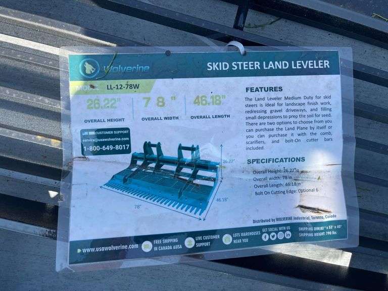 2025 Wolverine LL-12-78W Skid Steer Land Leveler