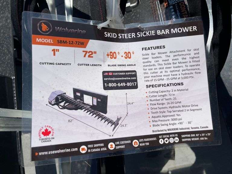 2025 Wolverine SBM-12-72W Skid Steer Sickle Bar Mower