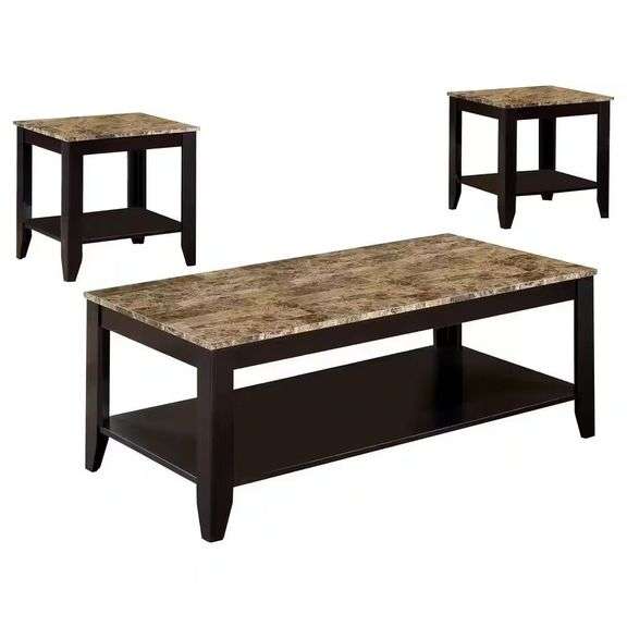 3-Piece 48 in. Marble Coffee Table Set