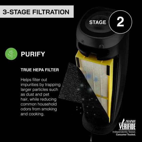 4-in-1 HEPA Air Purifier, UV Sanitizer, 22 in.