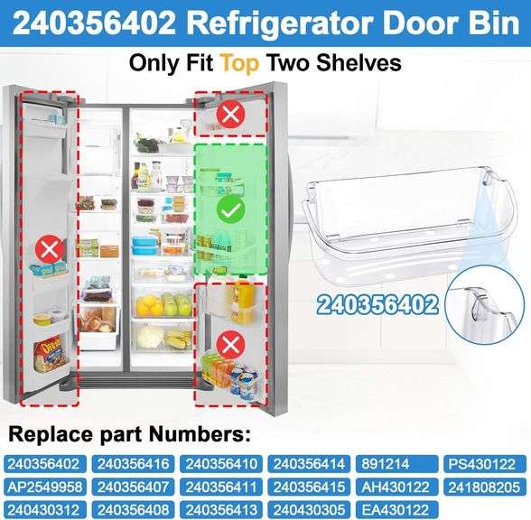 2 PACK 240356402 Refrigerator Door Bin 15"