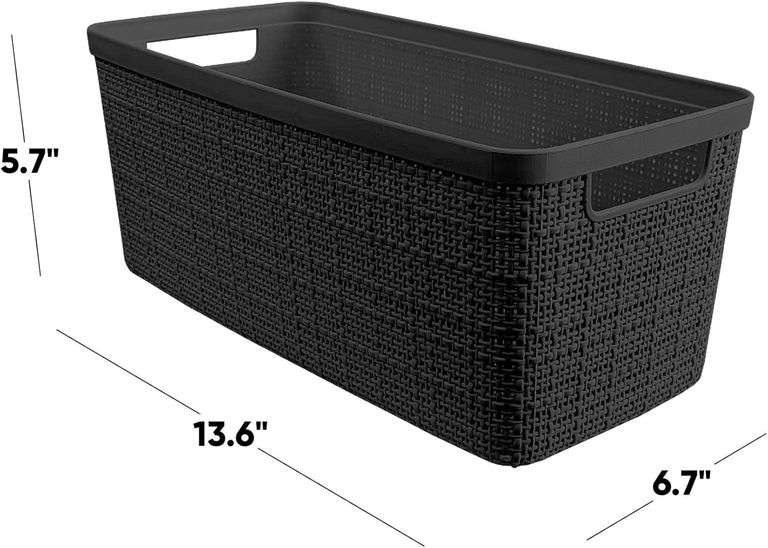Curver Set of 8 Jute Slim Plastic Baskets