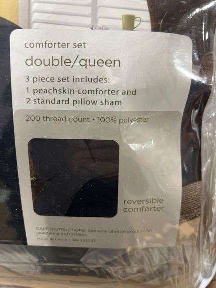 Clara Clark Double Fill Queen Reversible Comforter Navy/Grey