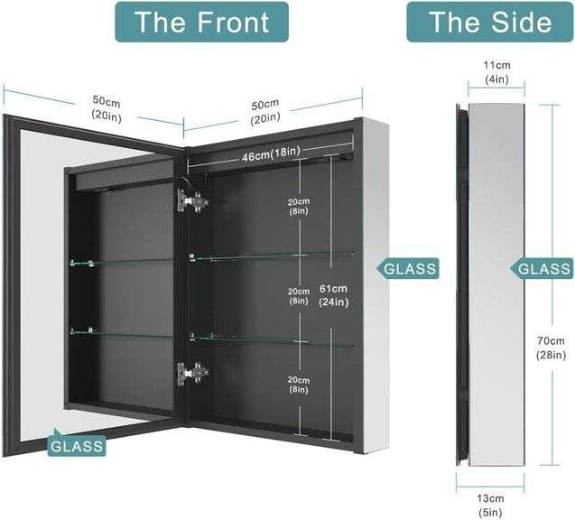 LED Medicine Mirror Cabinet, Anti-Fog (20 * 28 in)