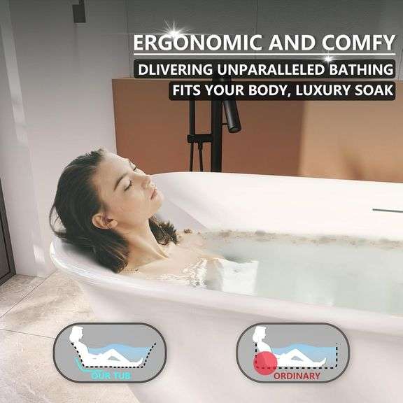 59" Acrylic Freestanding Soaking Bathtub