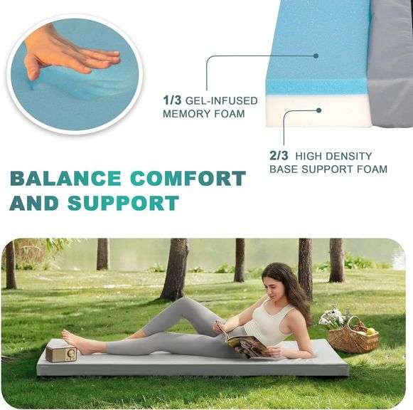Memory Foam Camping Mattress, Waterproof, Portable