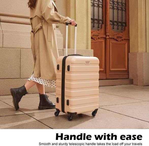 Coolife 3pc Luggage Set, TSA Lock, Hardshell