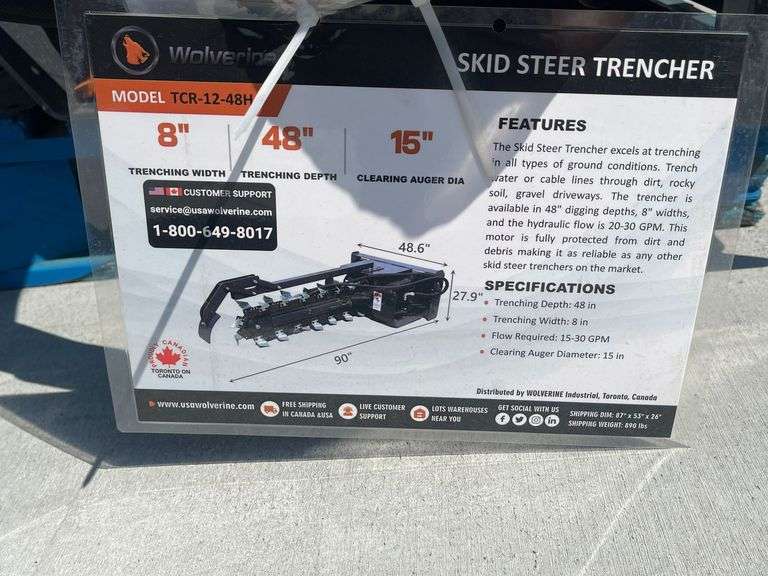 2025 Wolverine TCR-12-48H Skid Steer Trencher