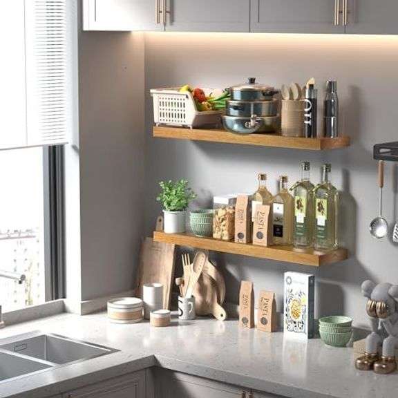 36in Floating Shelves, 2Pack, Natural Wood, Walnut