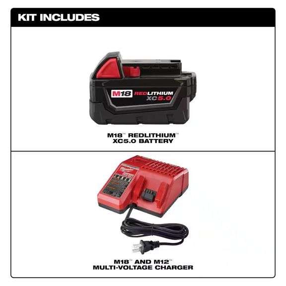 Milwaukee M18 18V Starter Kit w/5.0Ah Battery