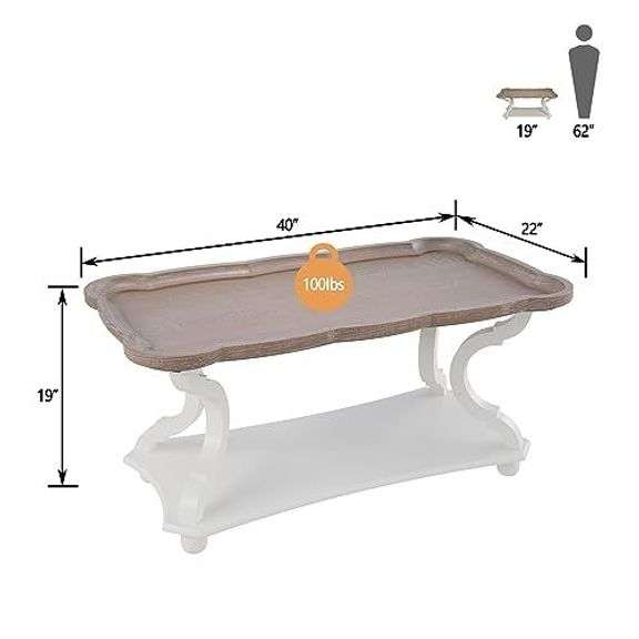 Function Home Farmhouse Coffee Table, Modern