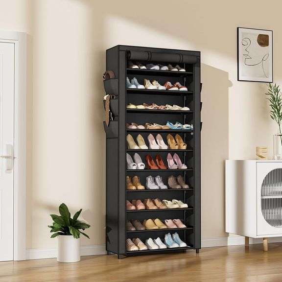 VTRIN Vertical Narrow Shoe Rack 10 Tier, Black