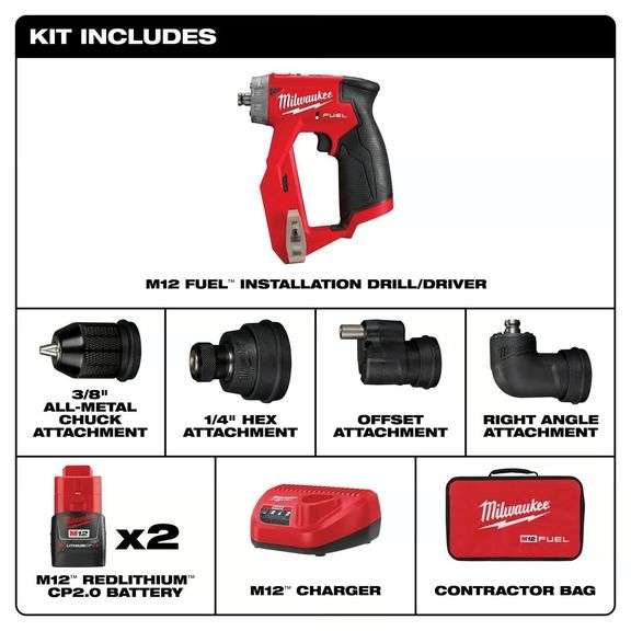 Milwaukee M12 3/8" Cordless Driver Kit