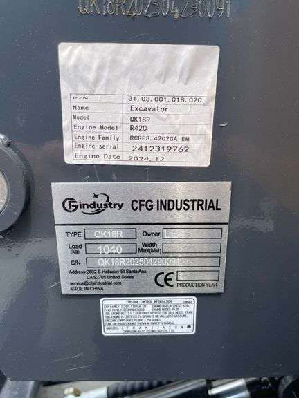 2025 CFG QK18R Mini Excavator