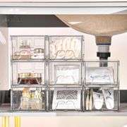 6 Pack Stackable Storage Drawers, Acrylic