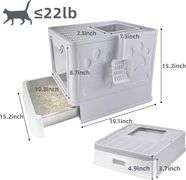 Foldable Litter Box, Front Entry/Top Exit, Gray